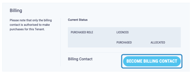 Become billing contact