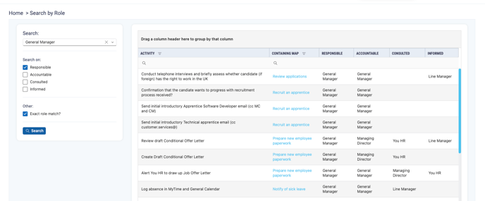 Search role results