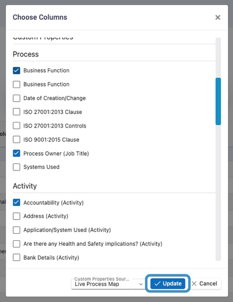 custom property update