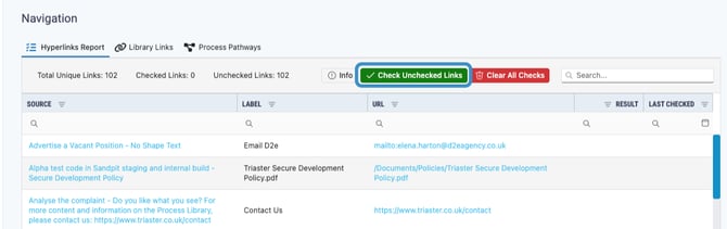 hyperlinks report - check links