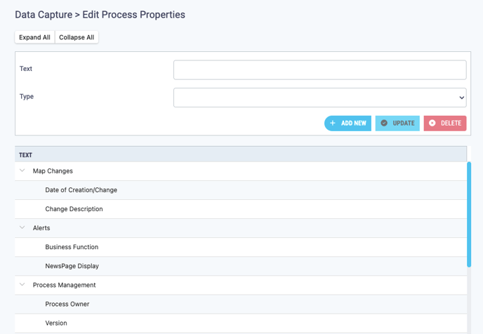 Edit Properties Screen