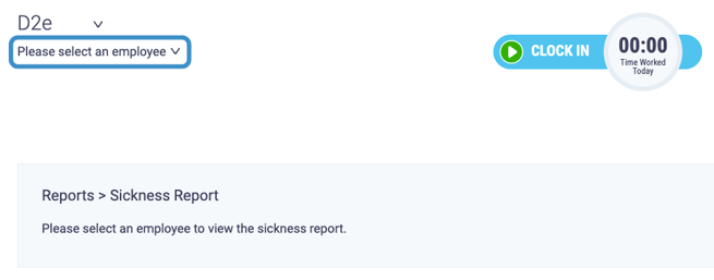 Sickness Report select