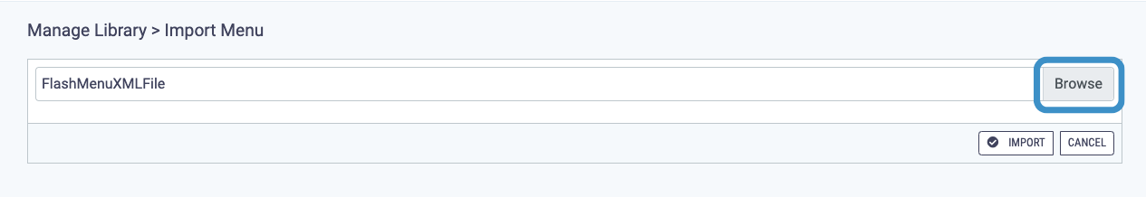 Import menu - browse